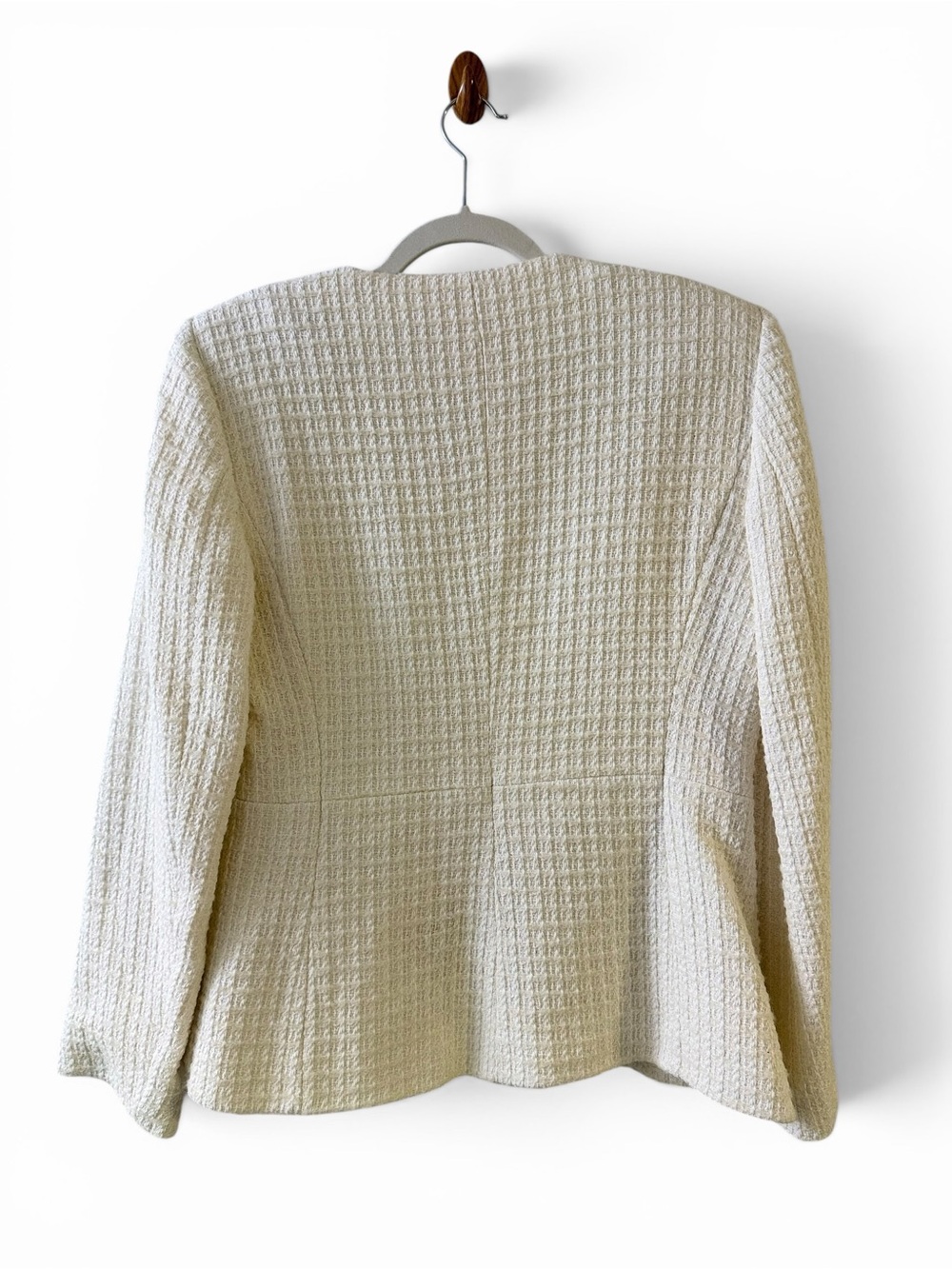 ZARA Women’s Cream Tweed Jacket Cream Gold Button Blazer Old Money | Size L - Picture 4 of 6